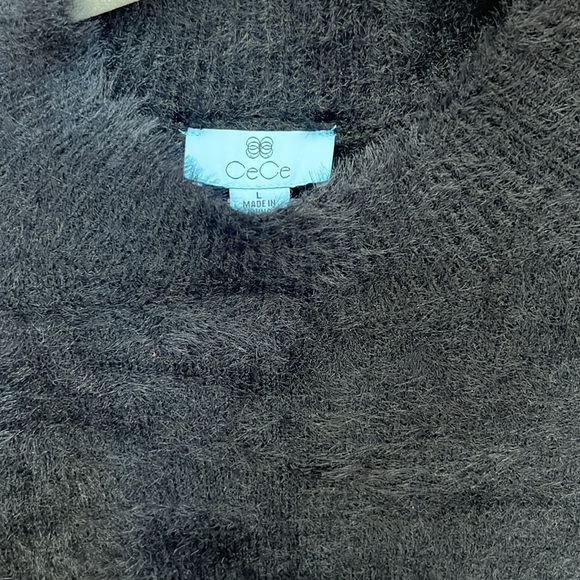 Cece Short Sleeve Mock Neck Soft Black Sweater Large NWT - Picture 3 of 4